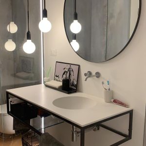 0.Blocco lavabo tondo con telaio ferro