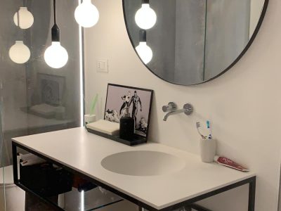0.Blocco lavabo tondo con telaio ferro